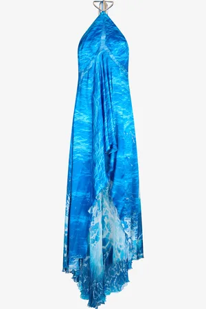 Roberto Cavalli Silk Dress Stretto Di Messina Print - Female Dresses 38