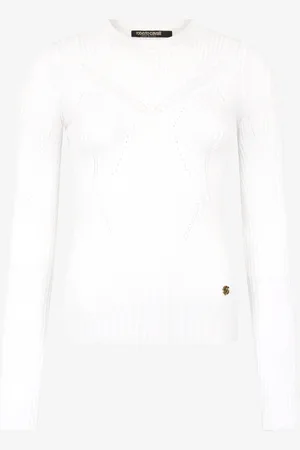 Roberto Cavalli Wall Print Ribbed Sweater - Female Knitwear Xs
