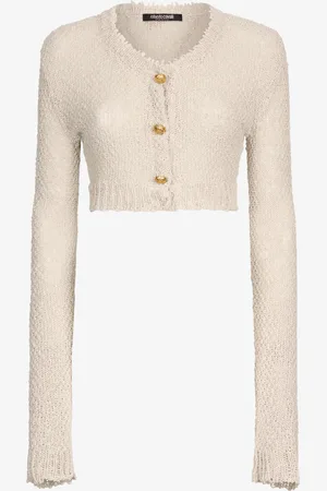 Roberto Cavalli Cropped Cardigan With Gold Buttons - Female Knitwear Xs