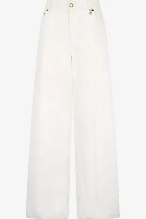 Roberto Cavalli Wall Print Wide Leg Trousers - Female Trousers & Shorts 40