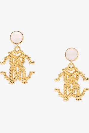 Roberto Cavalli Earrings With Stones And Rc Monogram - Female Fashion Jewelry Unica
