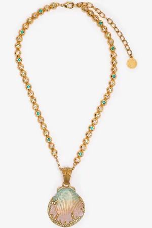 Roberto Cavalli Necklace With Shell Pendant And Crystals - Female Fashion Jewelry Unica