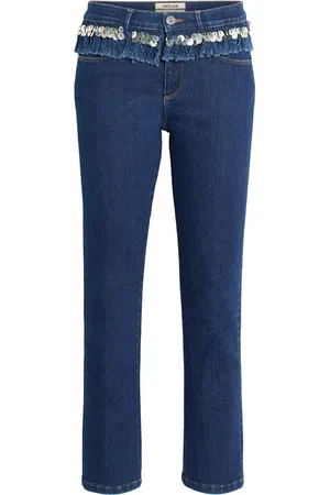 Roberto Cavalli Paillettes Embroidered Fringed Jeans - Female Ready To Wear 38