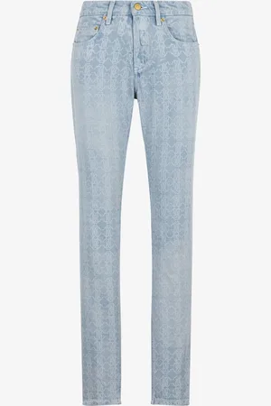Roberto Cavalli Rc Monogram-print Straight-leg Jeans - Female Trousers & Shorts 48