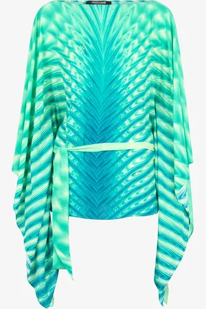 Roberto Cavalli Caftan With Belt And All-over Print - Female Blouses & Tops 44