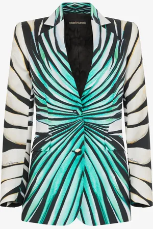 Roberto Cavalli Ray Of Sea Print Silk Jacket - Female Ready To Wear 38