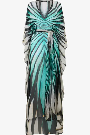 Roberto Cavalli Ray Of Sea Print Kaftan - Female Beachwear 38