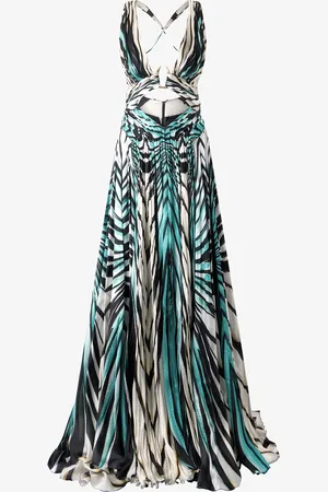 Roberto Cavalli Ray Of Sea Print Maxi Dress Silk - Female Dresses 38