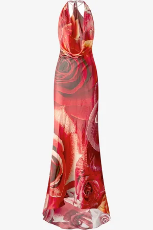Roberto Cavalli Long Dress With Rose Print - Female Dresses 38