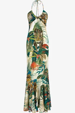 Roberto Cavalli Jungle Print Maxi Dress Halter Neck - Female Dresses 40