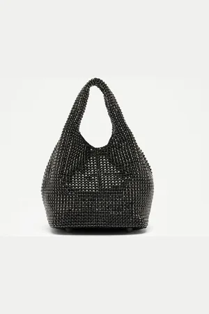 RUSSELL & BROMLEY GLISTEN TOTE Rhinestone Crystal Bucket Bag