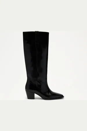 Rochas knee high outlet boots black, size 39.5