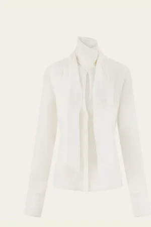 Salvatore Ferragamo Women Monogram shirt with sash collar