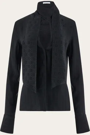 Salvatore Ferragamo Women Monogram shirt with sash collar