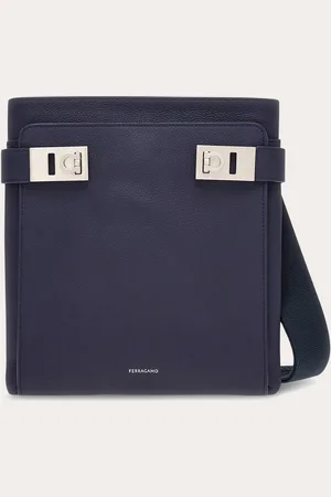 Salvatore Ferragamo Men North-South crossbody bag with Gancini buckles