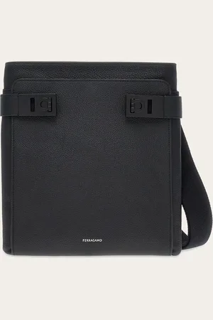 Salvatore Ferragamo Men North-South crossbody bag with Gancini buckles