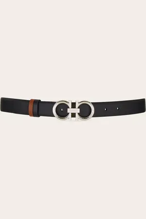Salvatore Ferragamo Women Reversible and adjustable belt with hammered Gancini