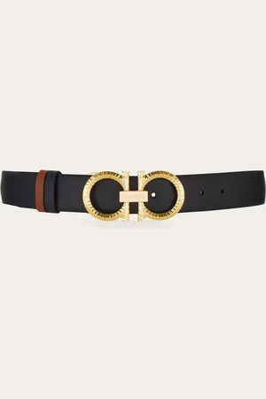 Salvatore Ferragamo Women Reversible and adjustable belt with hammered Gancini