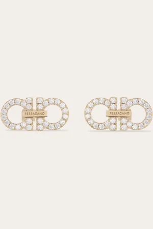 Salvatore Ferragamo Women Double Gancini crystal embellished earrings
