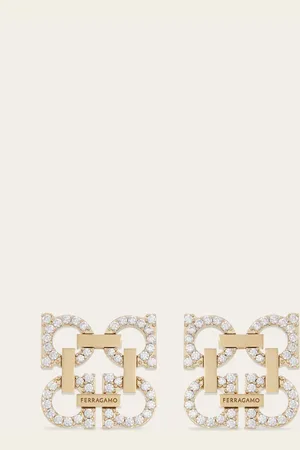Salvatore Ferragamo Women Crystal embellished four Gancini clip on earrings