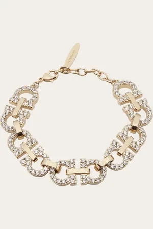 Salvatore Ferragamo Women Crystal embellished Gancini bracelet