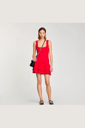 Sandro Short knit dress with ruffles