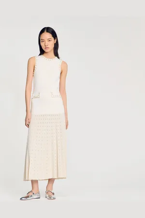 Sandro Pearl bead knit maxi dress