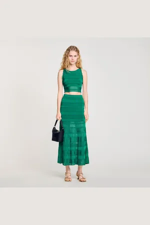 Sandro Long decorative knit skirt