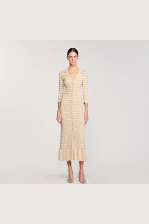 Sandro Rhinestone knit maxi dress