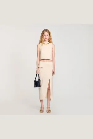 Sandro Knit crop top with necklace