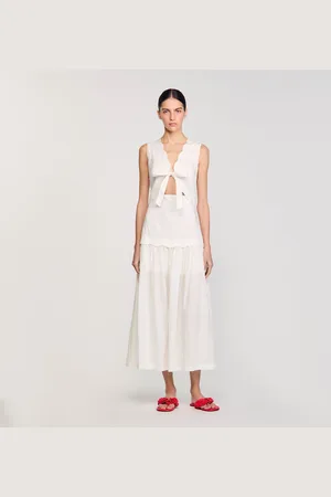 Sandro Crinkled maxi dress with bow