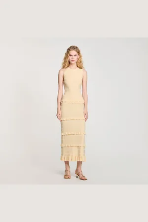 Sandro Ruffled knit maxi dress