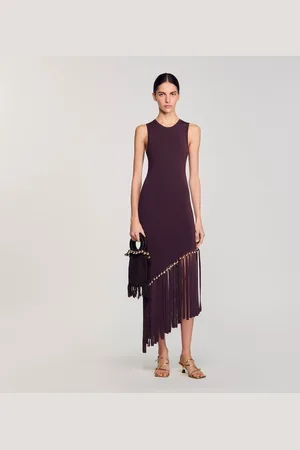 Sandro Fringed and beaded maxi dress