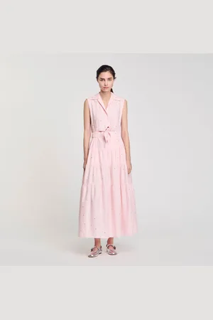 Sandro Rhinestone tie-front maxi dress
