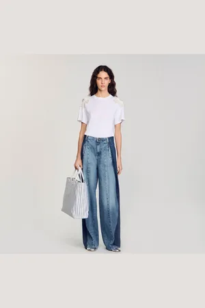 Sandro T-shirt with embroidered flowers