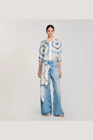 Sandro Spiral-motif silk shirt