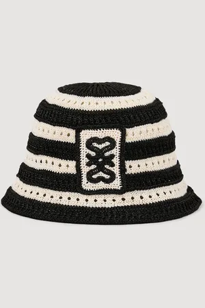 Sandro Striped crochet bucket hat