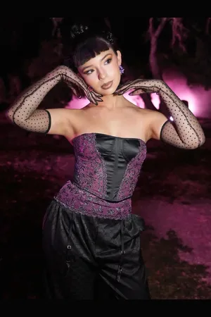Savage X Fenty Gilded Chains Embroidered Mesh Bustier