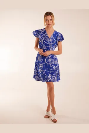 Blue Vanilla Womens Frill Sleeve Wrap Belted Mini Dress - Size 10 UK