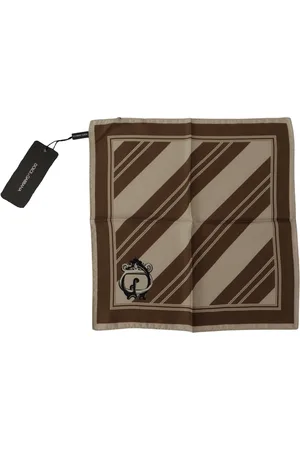 Dolce & Gabbana Mens Stripes DG Logo Square Handkerchief Scarf Silk - One Size