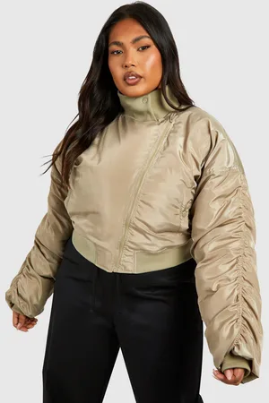 Boohoo Womens Plus Asymmetric Collar Detail Bomber Jacket - - Size 26 UK