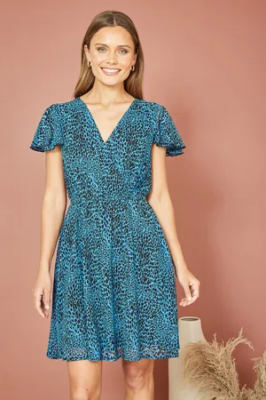 Mela Womens Leopard Print Skater Dress - Size 8 UK