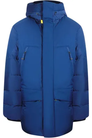 Parajumpers Mens Hikari Peacot Dark Long Hooded Down Jacket - Size Large