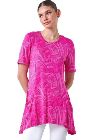 Roman Womens Abstract Spot Pocket Stretch Tunic Top - - Size 12 UK