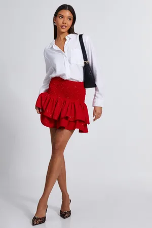 Quiz Womens Glitter Shirred Waist Skirt - Size 10 UK