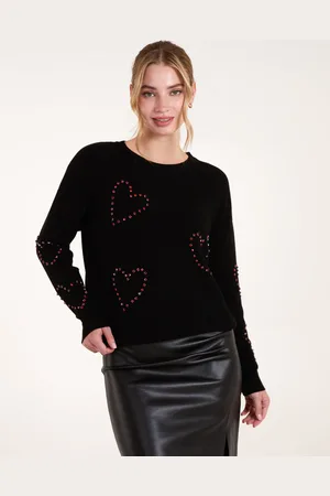 Blue Vanilla Womens Rhinestone Heart Jumper - - Size Medium/Large