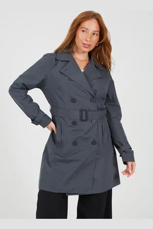 Brave Soul Womens Double Breasted Short Trench Coat - Size 12 UK