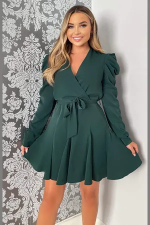 Ax Paris Womens Long Sleeve Tie Waist Skater Dress - Size 10 UK