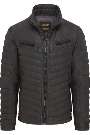 Infinity Mens Green Quilted Puffer Bomber Jacket - Torpoint Lamb Leather - Size Small