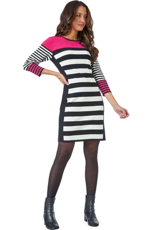 Roman Womens Colour Block Knitted Stripe Dress - - Size 20 UK